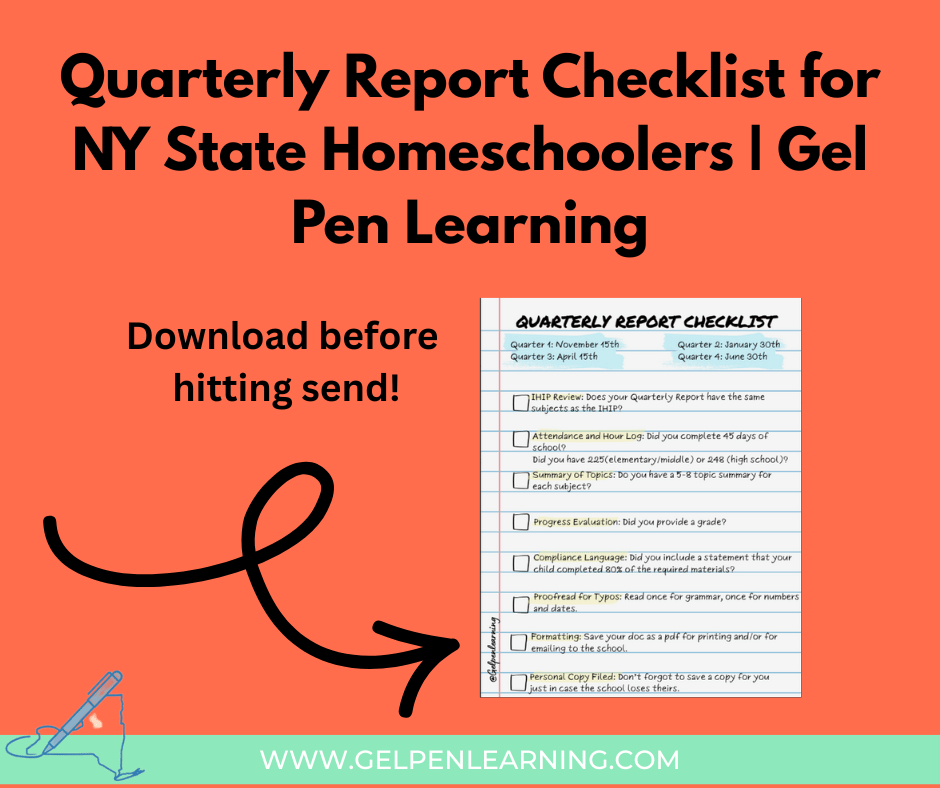 Quarterly Report Checklist for NY&nbsp;Homeschoolers